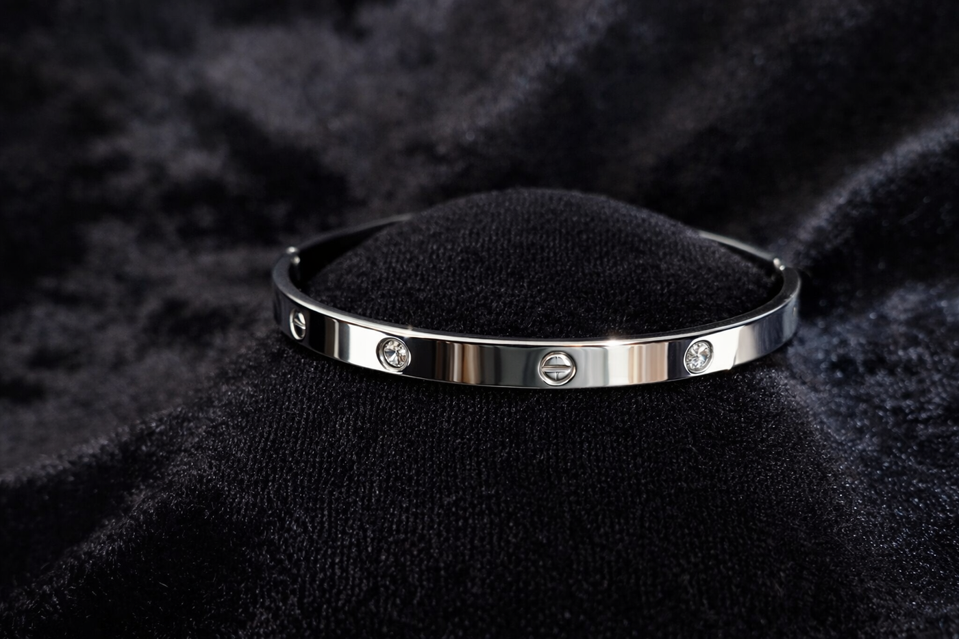 Silver Crystal Bangle Bracelet