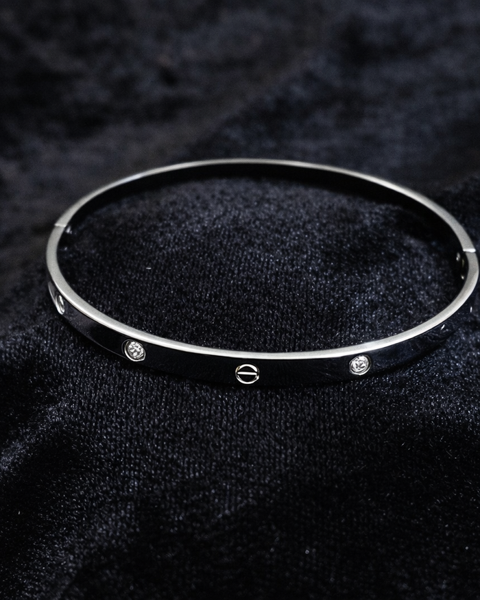 Silver Crystal Bangle Bracelet
