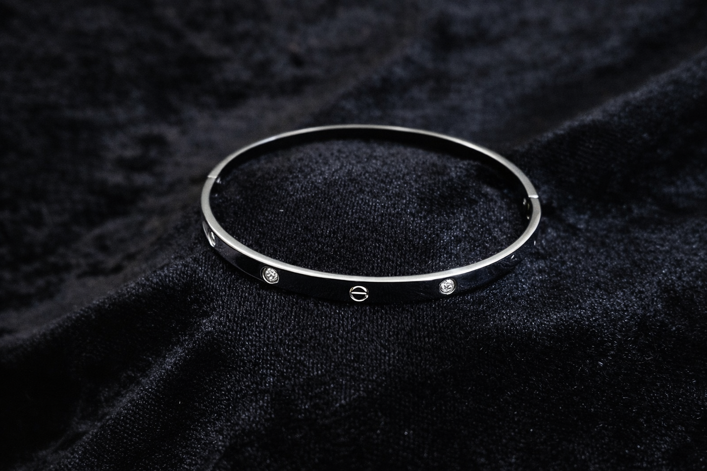 Silver Crystal Bangle Bracelet