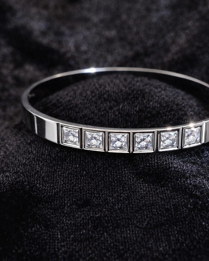 Silver Crystal Bangle