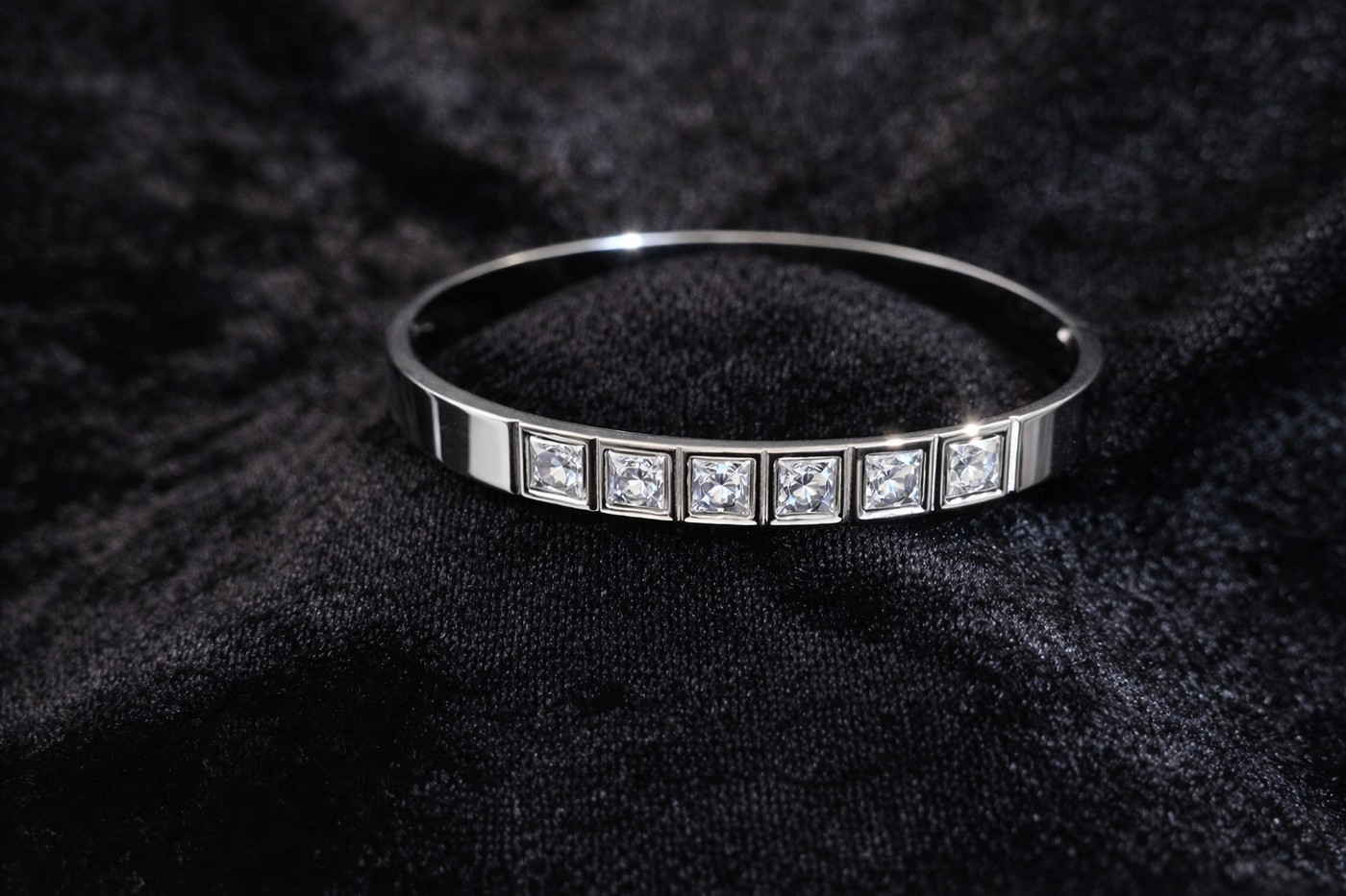 Silver Crystal Bangle