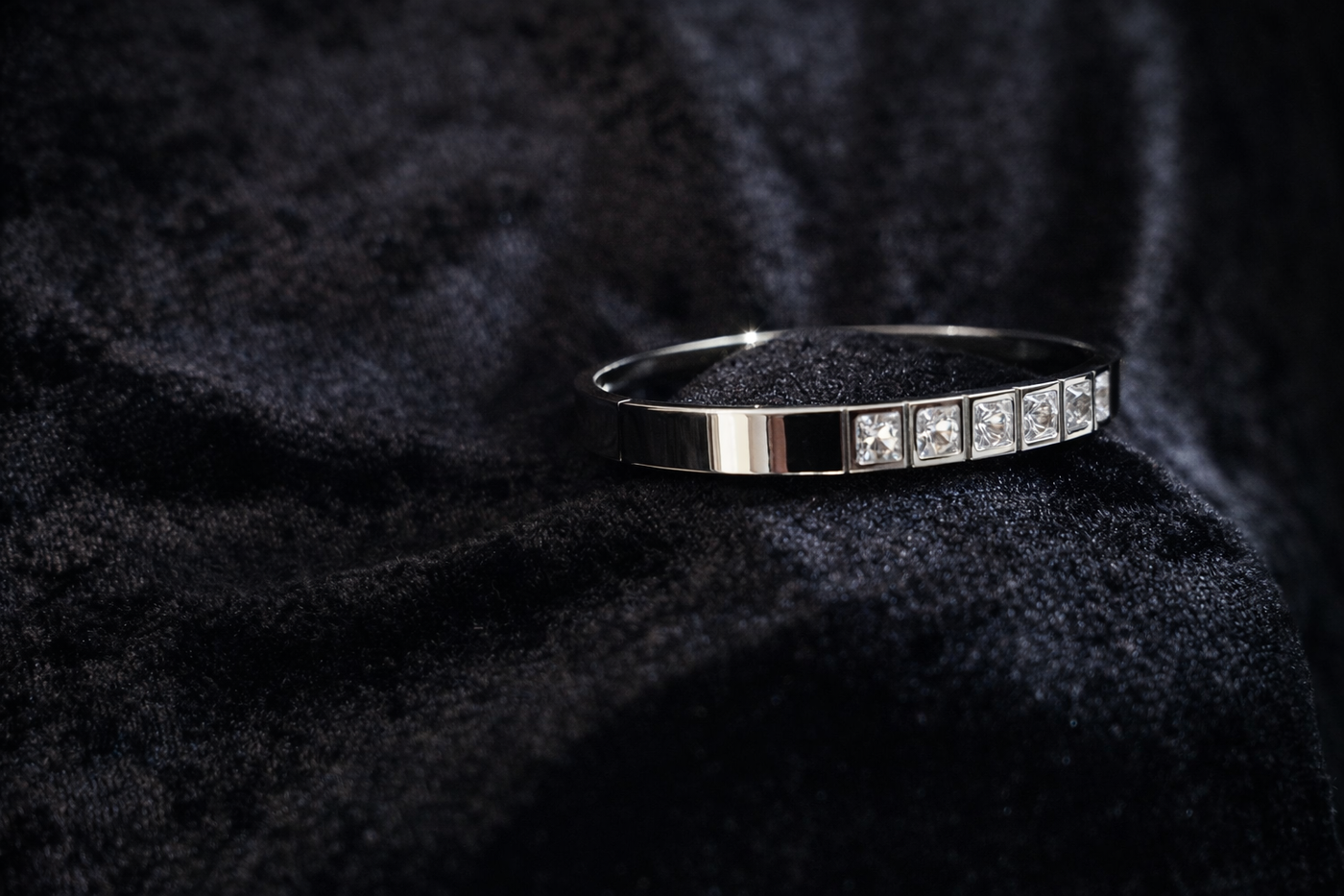 Silver Crystal Bangle