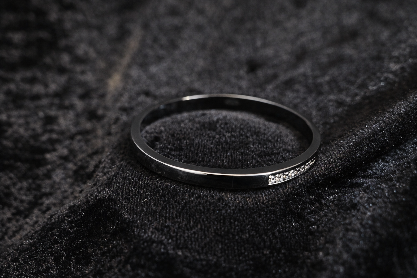Crystal Accented Silver Bangle