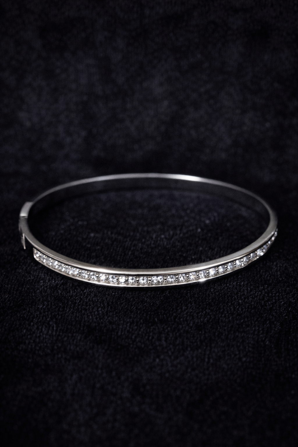 Crystal Accented Silver Bangle
