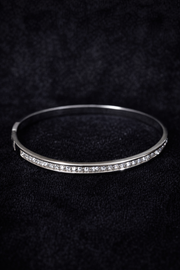 Crystal Accented Silver Bangle