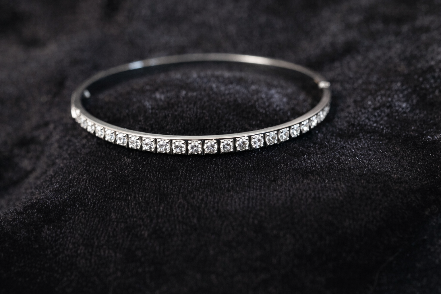 Crystal Studded Silver Bangle