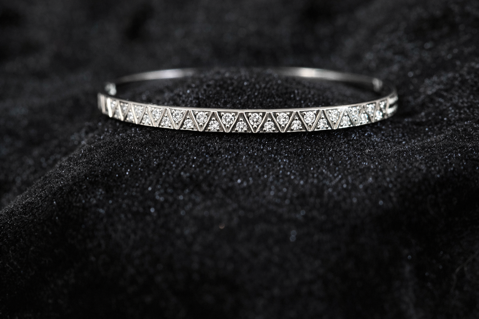 Crystal Studded Silver Bangle