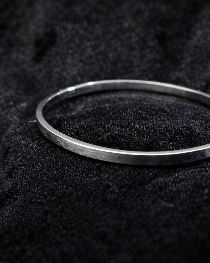 Crystal Studded Silver Bangle