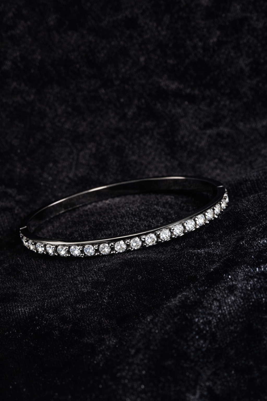 Crystal Studded Silver Bangle