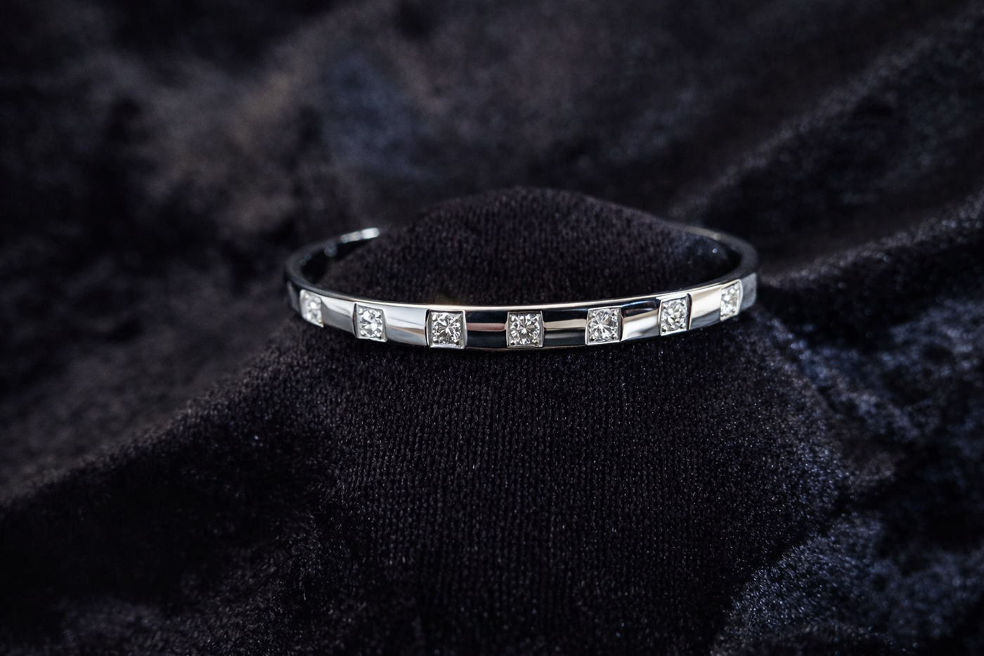 Crystal Accent Silver Bangle