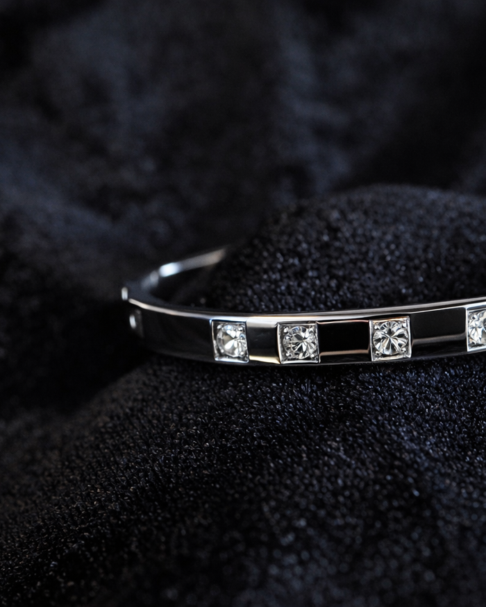 Crystal Accent Silver Bangle