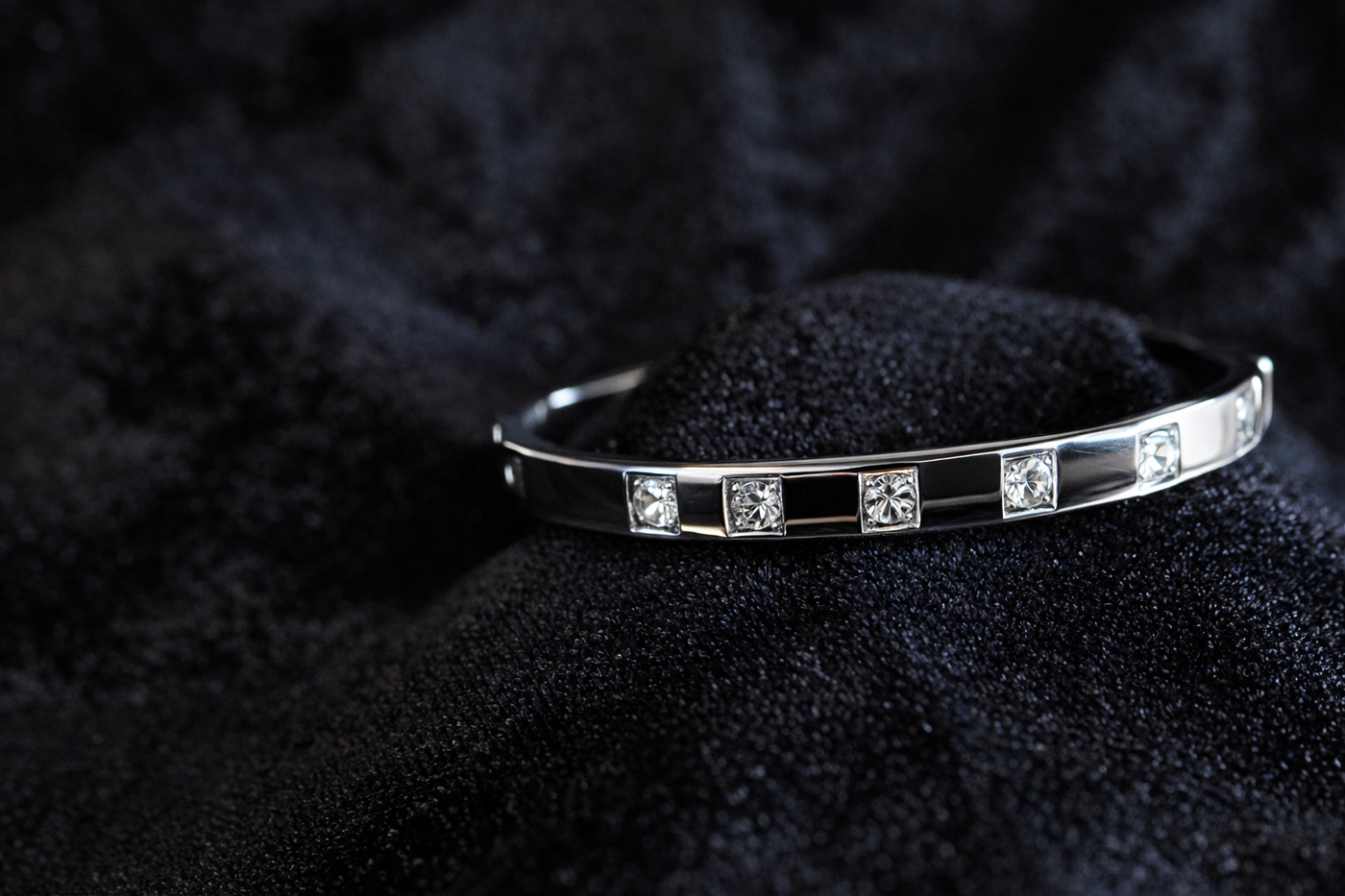 Crystal Accent Silver Bangle
