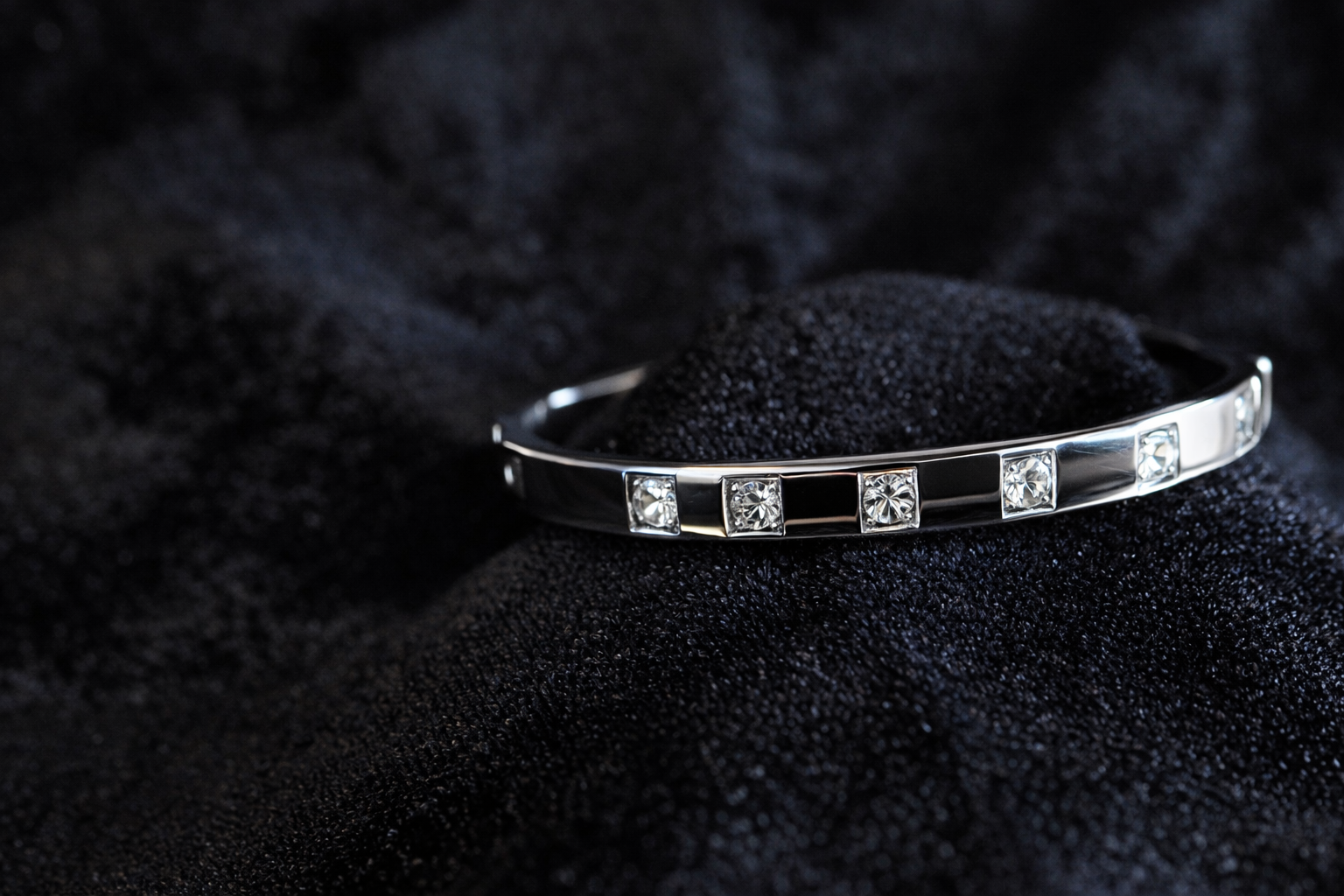 Crystal Accent Silver Bangle