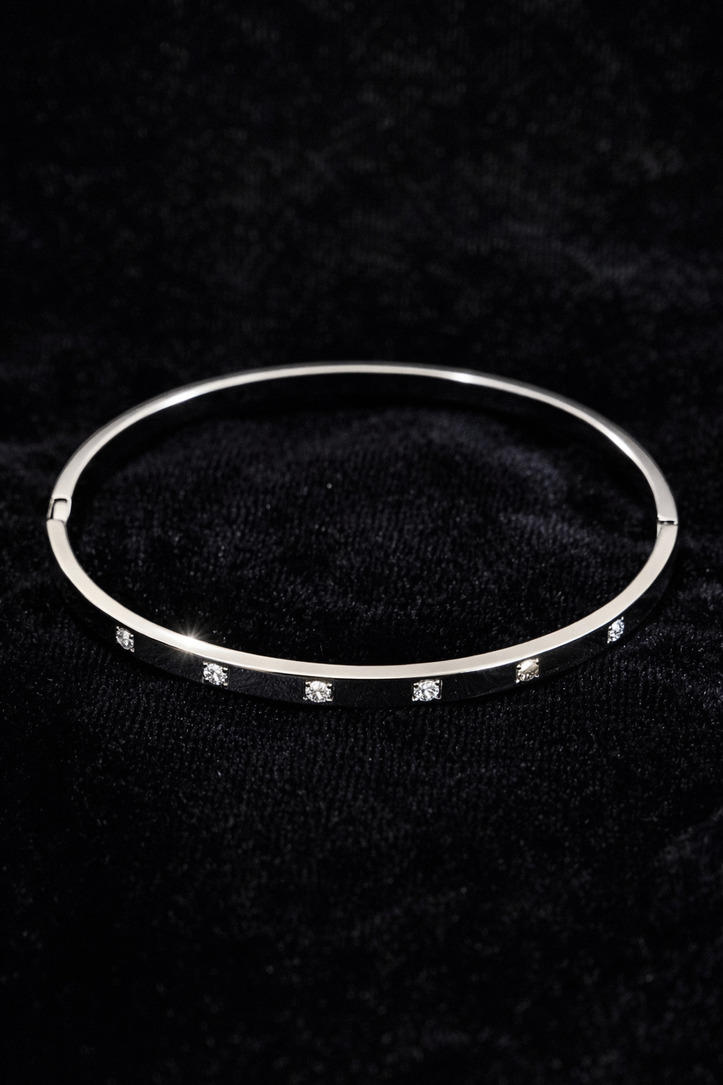 Crystal Accent Silver Bangle