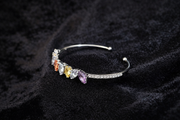 Multicolor Gemstone Silver Cuff Bracelet