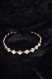 Silver Clover Link Bracelet with Mother of Pearl
