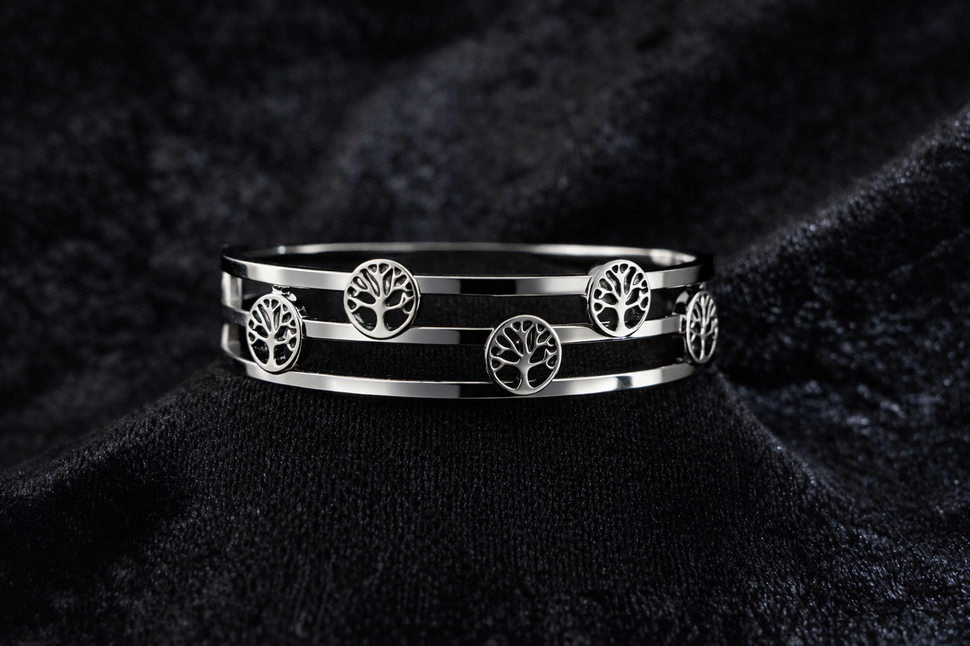 Silver Tree of Life Bangle Bracelet