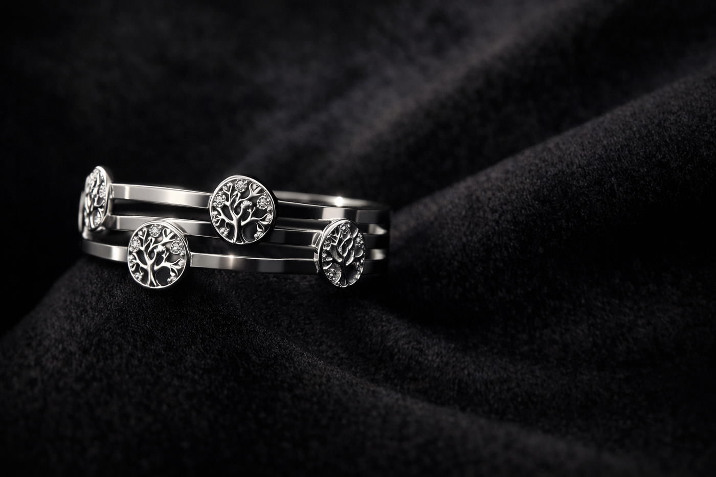 Silver Tree of Life Bangle Bracelet