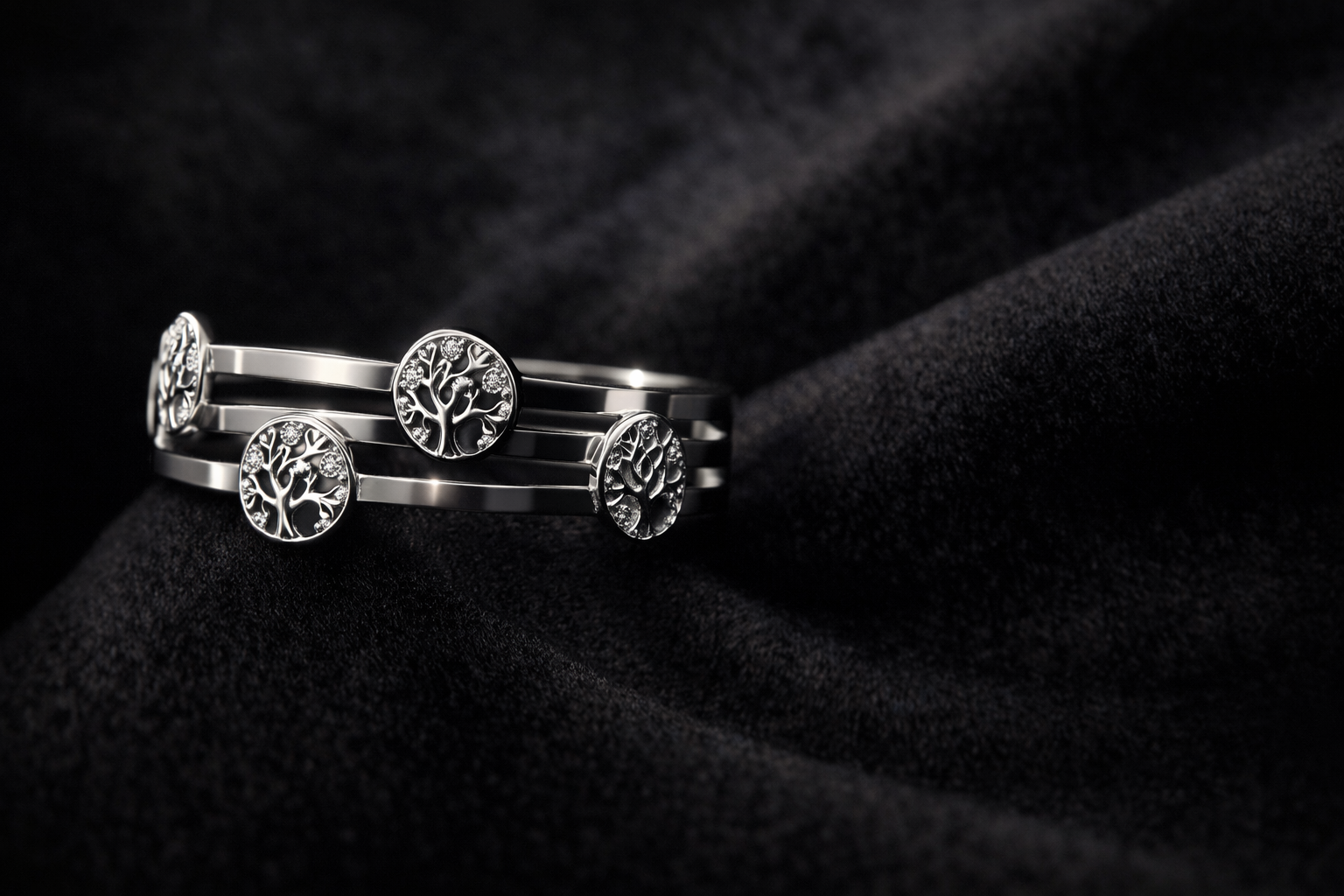 Silver Tree of Life Bangle Bracelet