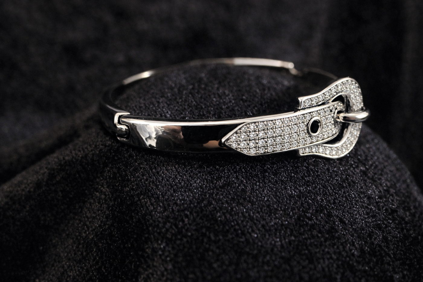 Pave Crystal Buckle Bangle Bracelet