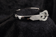 Pave Crystal Buckle Bangle Bracelet