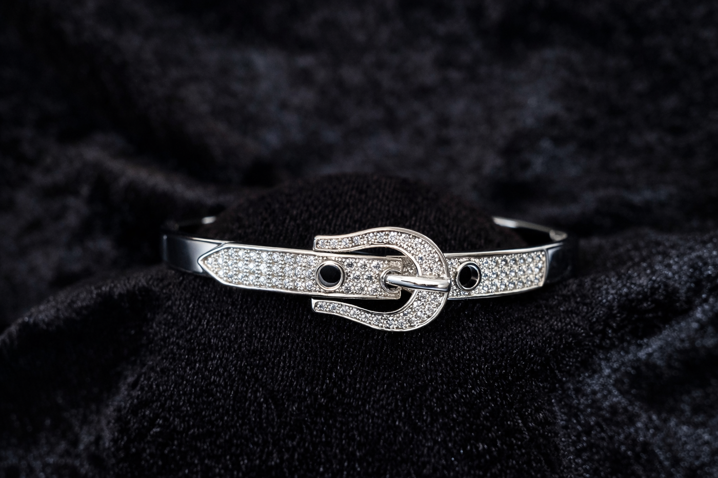 Pave Crystal Buckle Bangle Bracelet