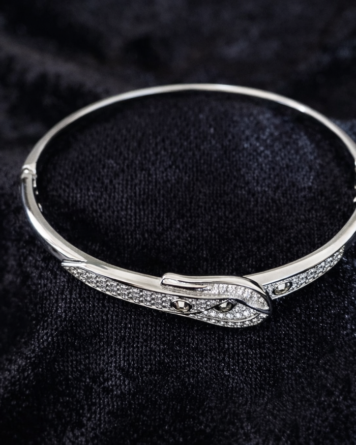 Pave Crystal Buckle Bangle Bracelet