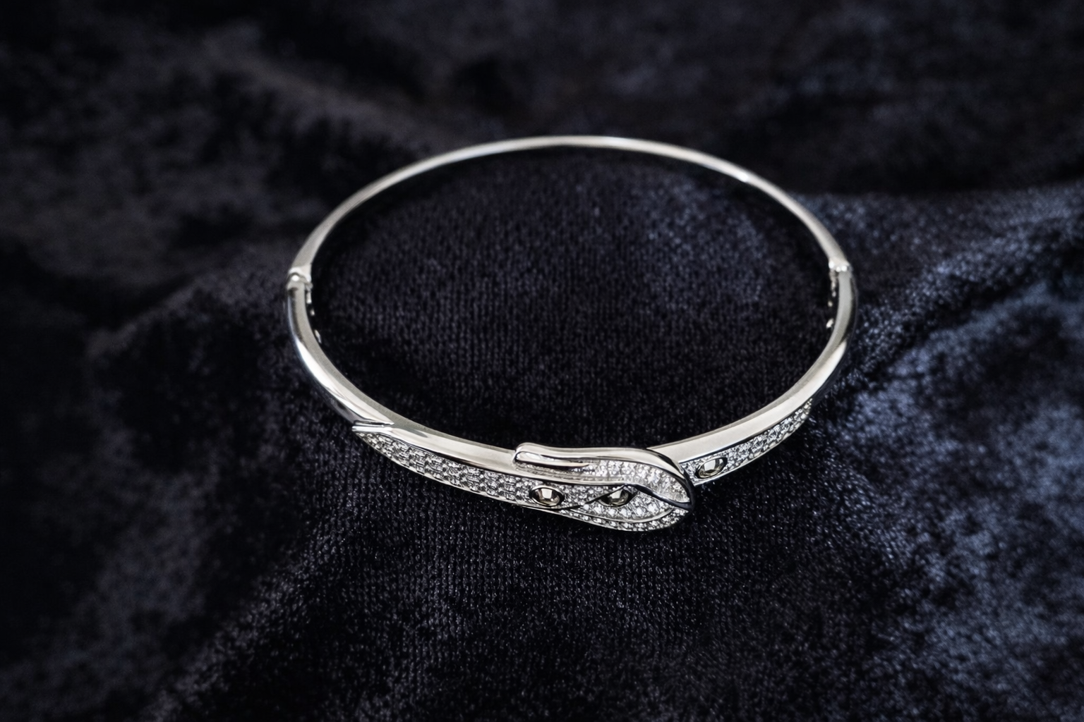Pave Crystal Buckle Bangle Bracelet