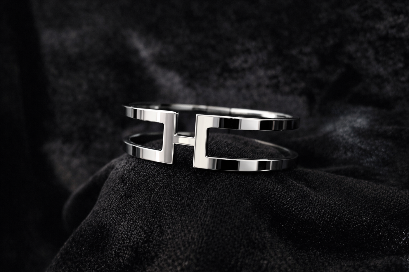 Modern Silver Open Cuff Bracelet