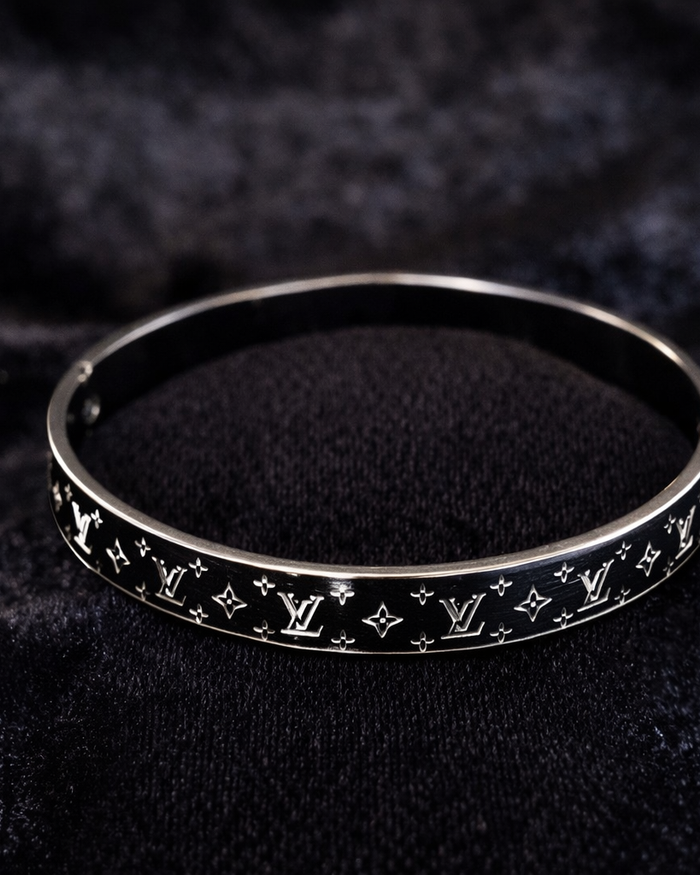 Silver Signature Bangle Bracelet