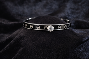 Modern Black Enamel Bangle with Crystal Accent