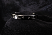 Modern Black Enamel Bangle with Crystal Accent