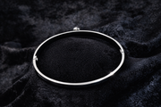 Modern Black Enamel Bangle with Crystal Accent