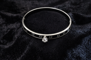 Modern Black Enamel Bangle with Crystal Accent