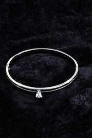Modern Black Enamel Bangle with Crystal Accent