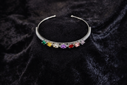 Multicolor Gemstone Silver Cuff Bracelet