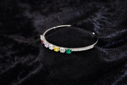 Multicolor Gemstone Silver Cuff Bracelet