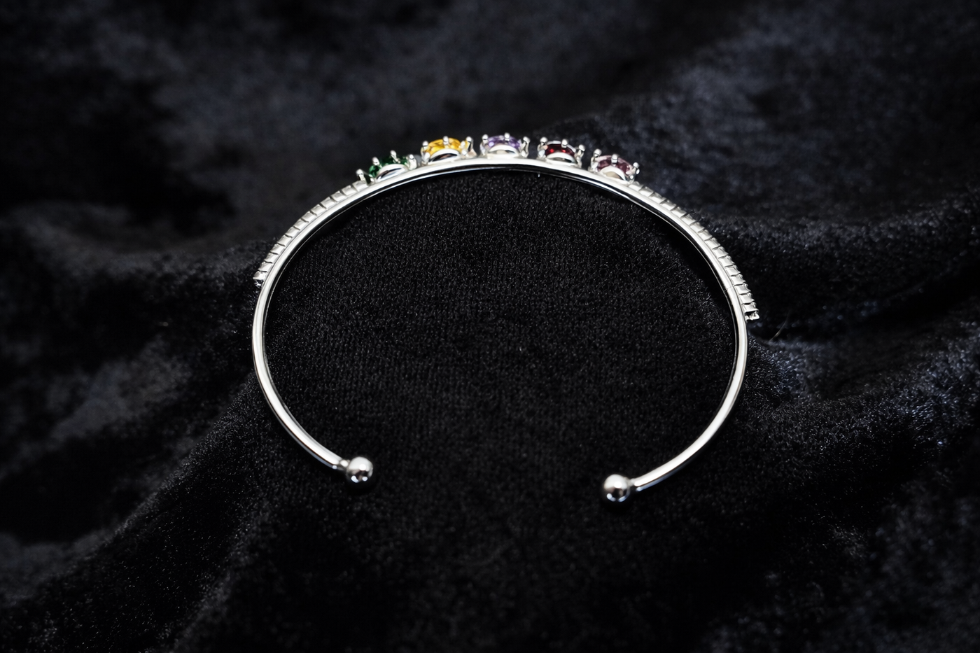 Multicolor Gemstone Silver Cuff Bracelet