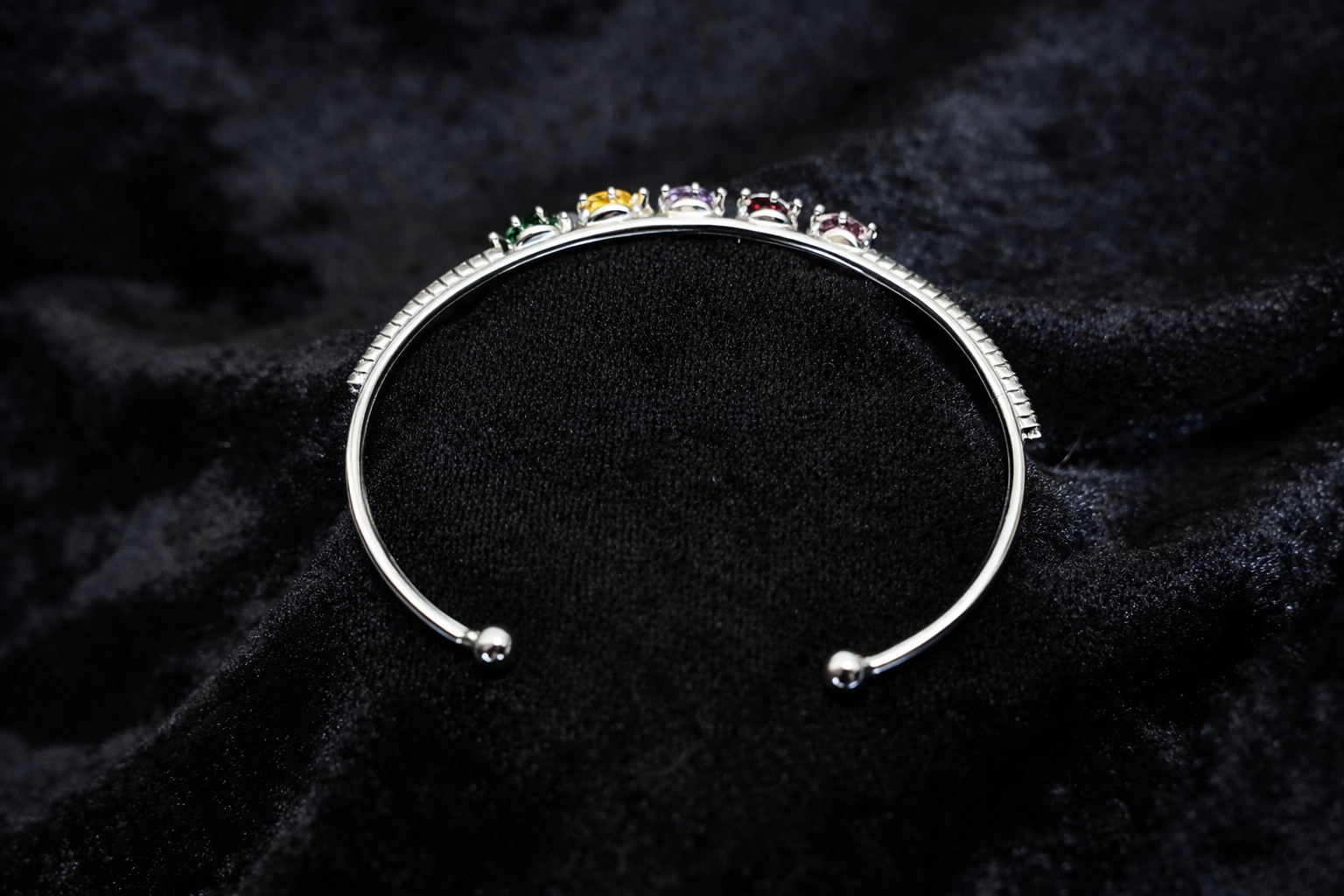 Multicolor Gemstone Silver Cuff Bracelet