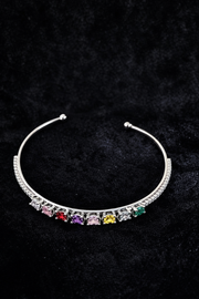 Multicolor Gemstone Silver Cuff Bracelet