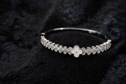 Silver Floral Crystal Bangle Bracelet