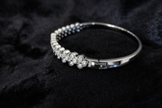 Silver Floral Crystal Bangle Bracelet
