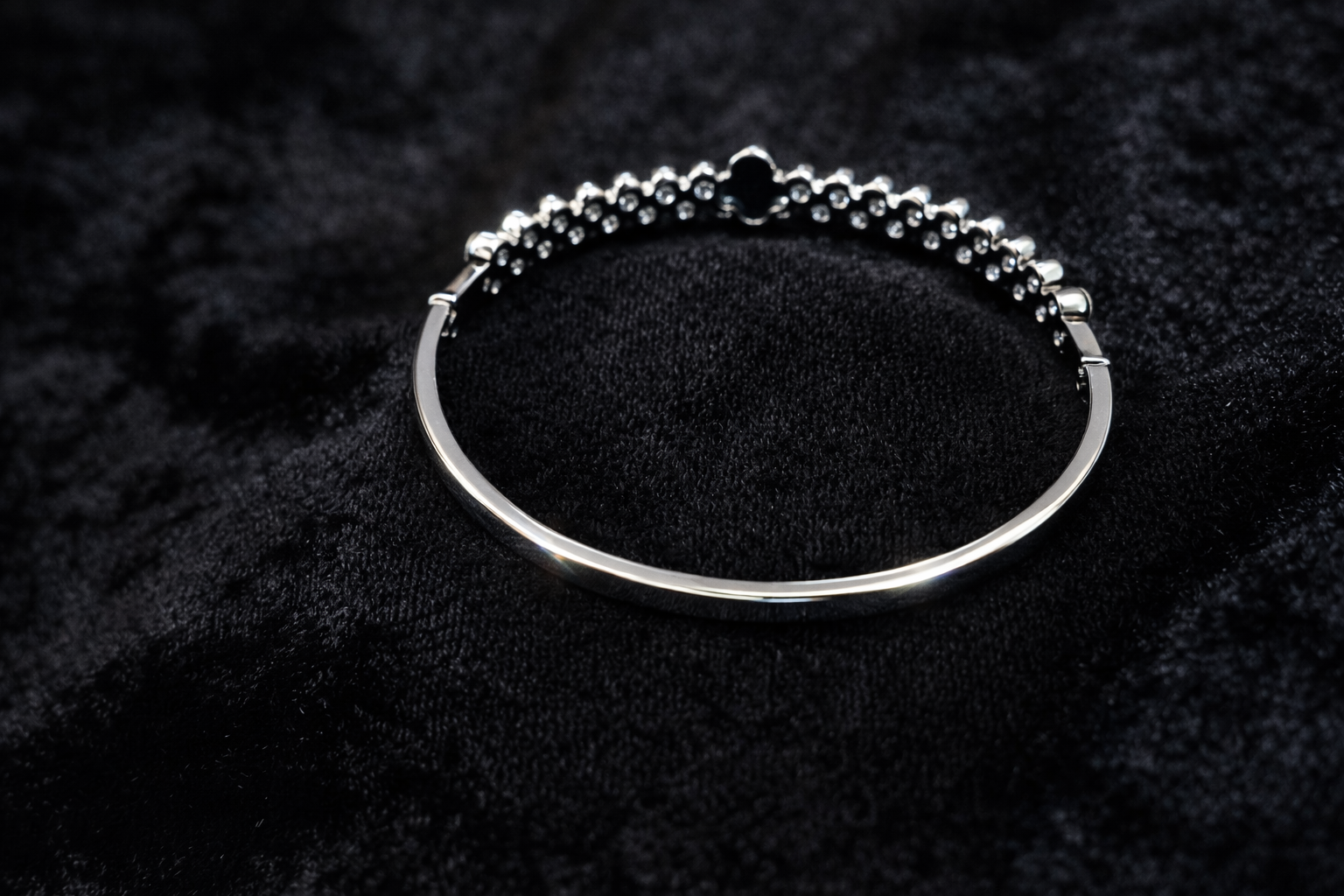 Silver Floral Crystal Bangle Bracelet