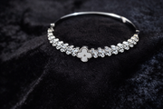 Silver Floral Crystal Bangle Bracelet