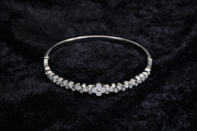 Silver Floral Crystal Bangle Bracelet
