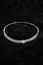 Silver Floral Crystal Bangle Bracelet
