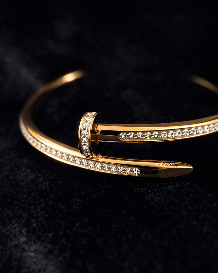Gold Nail Cuff Bracelet with Crystals