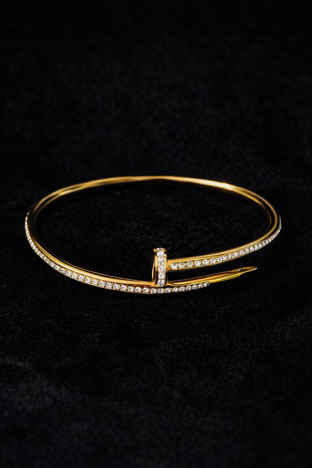 Elegant Gold Nail Cuff Bracelet with Crystals