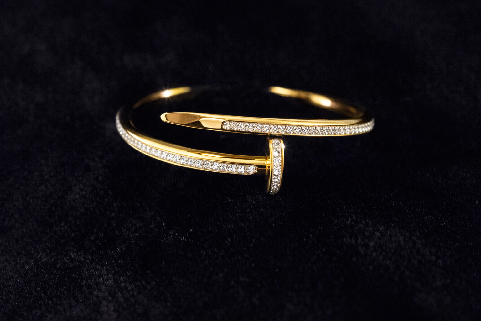 Elegant Gold Nail Cuff Bracelet with Crystals