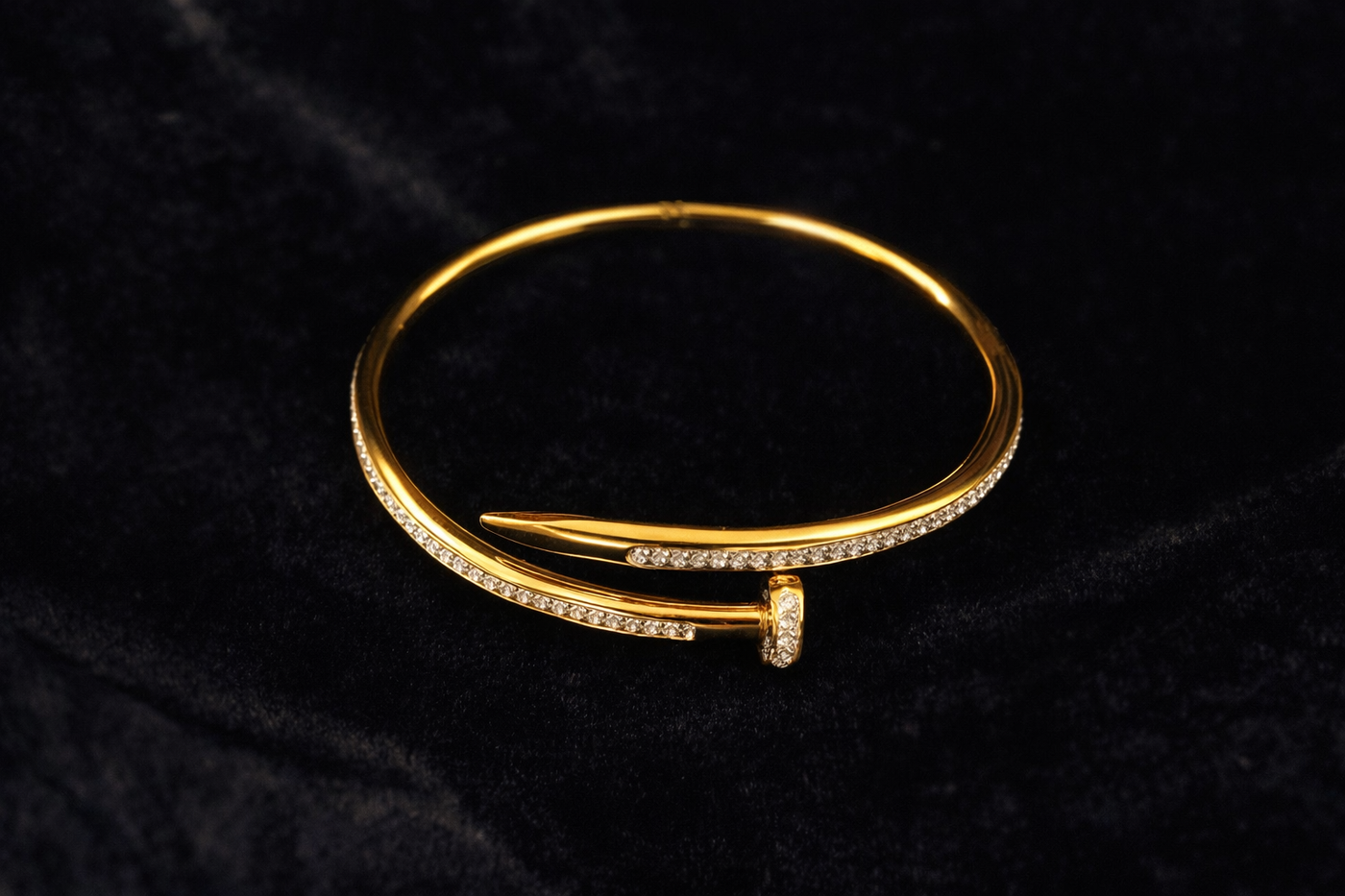 Elegant Gold Nail Cuff Bracelet with Crystals